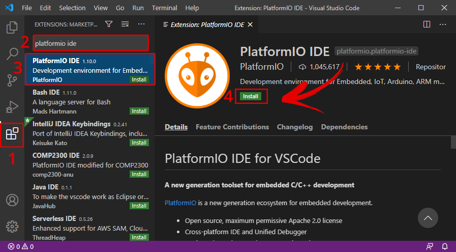 install-platformio-extension-vs-code