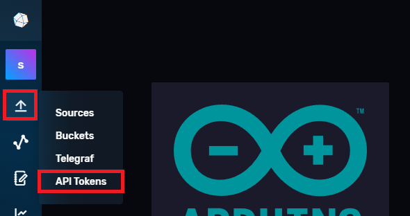 influxdb-api-tokens-menu