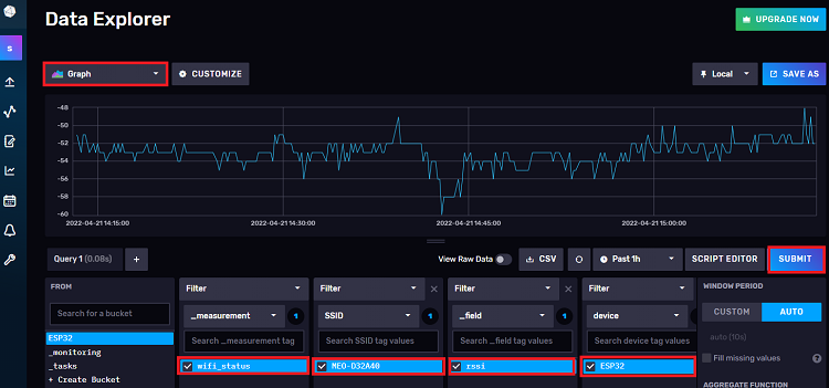 influxdb-esp32-data-explorer