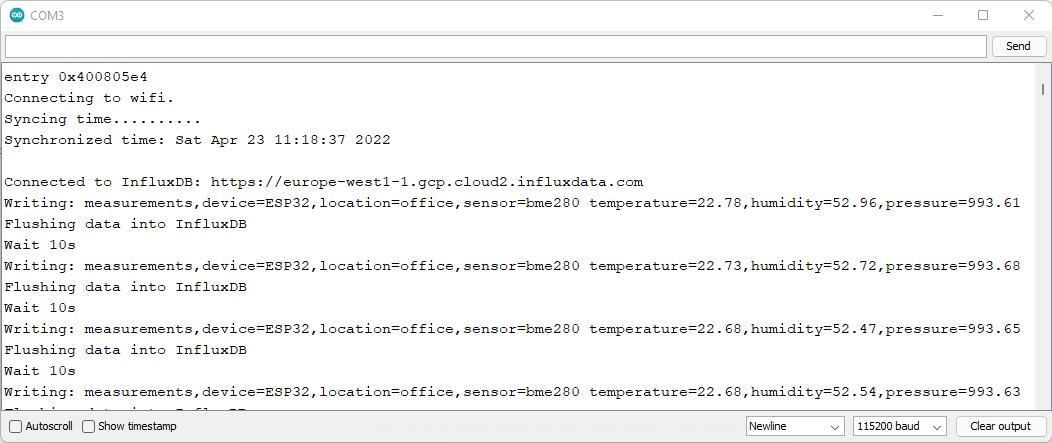 influxdb-send-sensor-readings-esp32