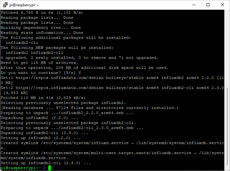 influxdb-installed-rpi-64-bit