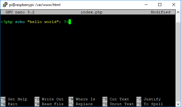 3-raspberry-pi-create-php-test-file-hello-world